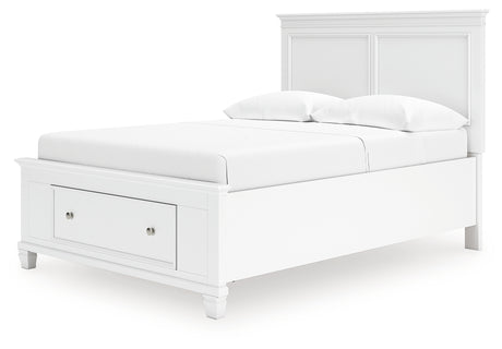 Full panel bed showing storage drawers closed
