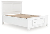 Fortman white full panel storage bed full size side angle
