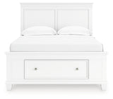 Fortman white panel storage bed angled side view