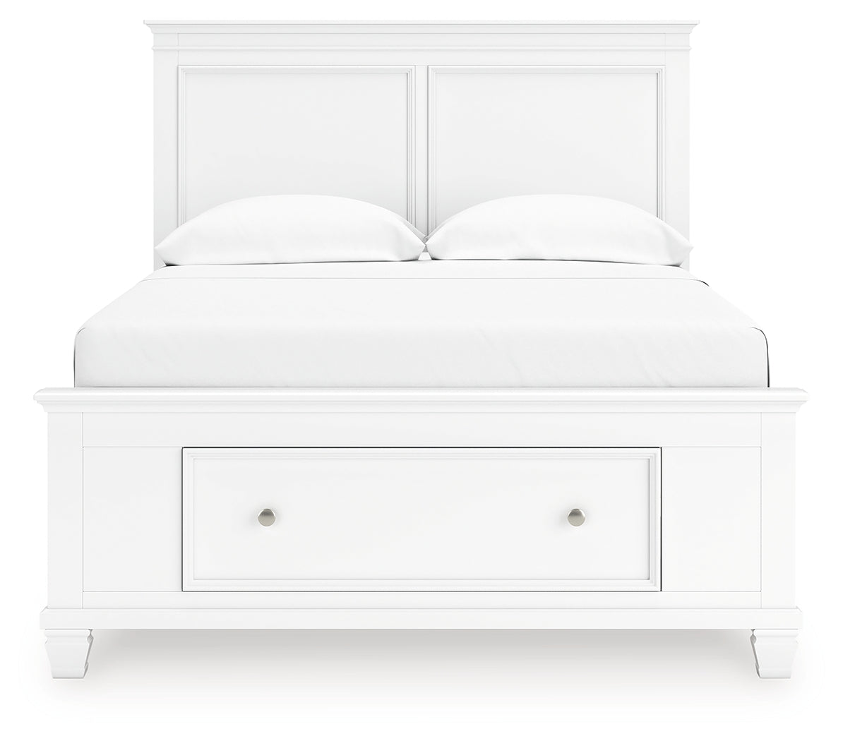 Fortman white panel storage bed angled side view
