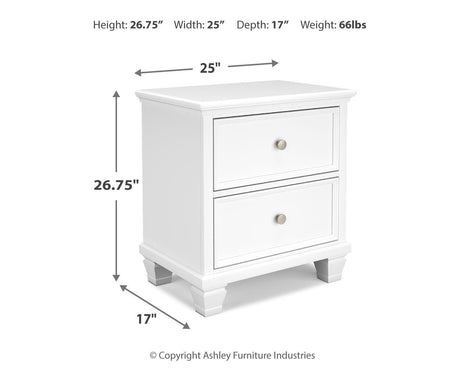 Fortman White Panel Bedroom Set dimension view