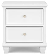 Fortman White Nightstand head-on view highlighting white finish