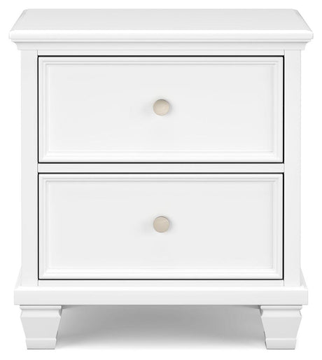 Fortman White Nightstand head-on view highlighting white finish