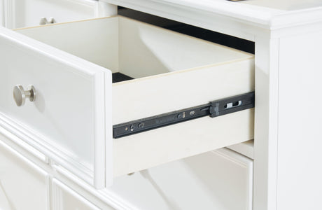 Drawer glide detail on Fortman White Dresser