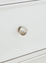 Fortman White Nightstand close-up of drawer dovetail construction