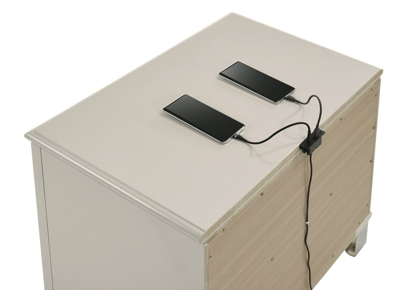 Hayma nightstand in Mysterious Gold finish, front view