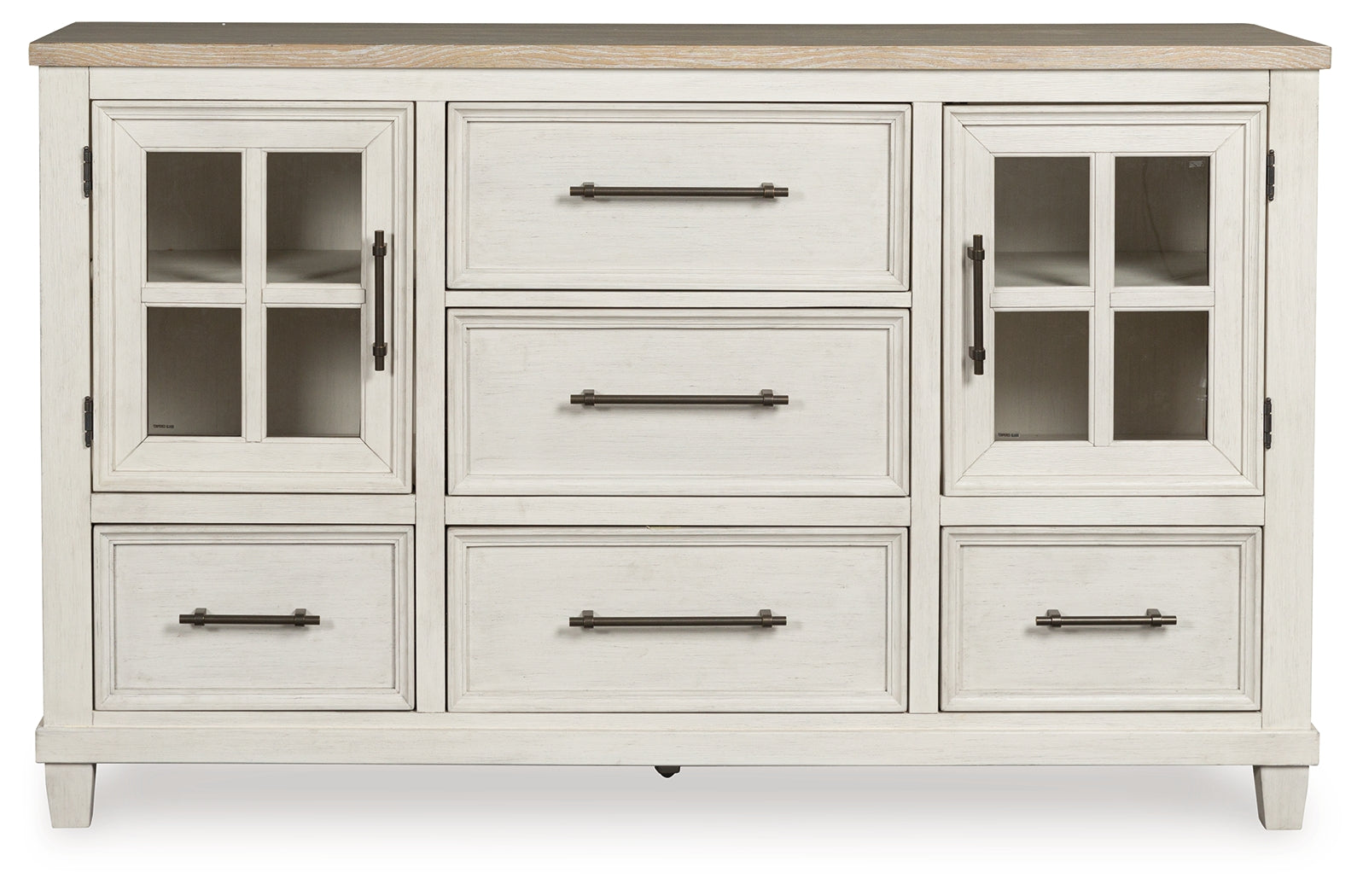 Shaybrock dresser head-on front view showing drawers and doors