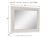 Shaybrock bedroom mirror dimensions illustration