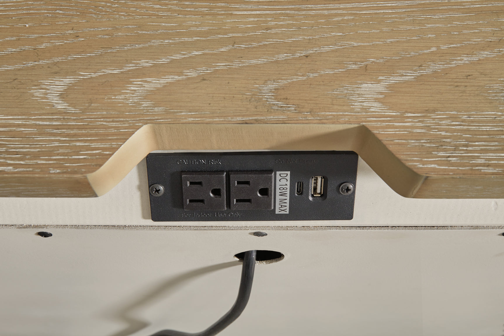 Shaybrock Nightstand with USB charging ports closeup