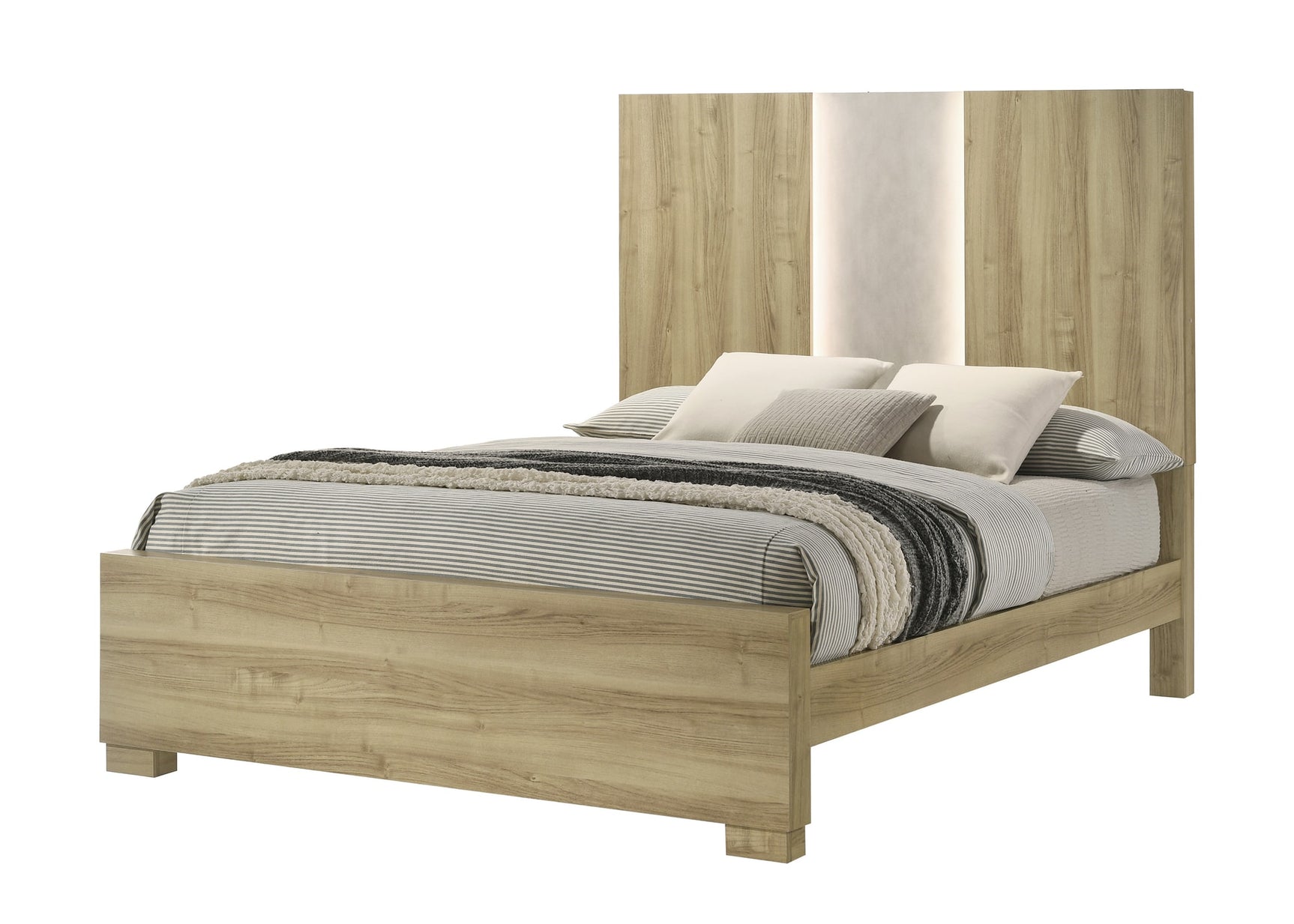 Rangley Driftwood LED Panel Bedroom Set - Queen & King Options queen bed by Crownmark | Decor Furniture