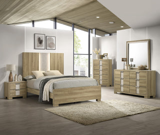 Rangley Driftwood LED Panel Bedroom Set - Queen & King Options room view by Crownmark | Decor Furniture