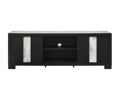 Rangley Black TV Stand angled view showing open shelf space