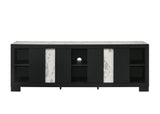 Close-up of Rangley Black TV Stand black finish and hardware