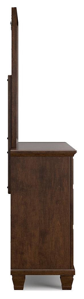 Close-up of Danabrin dresser finish and drawer knob