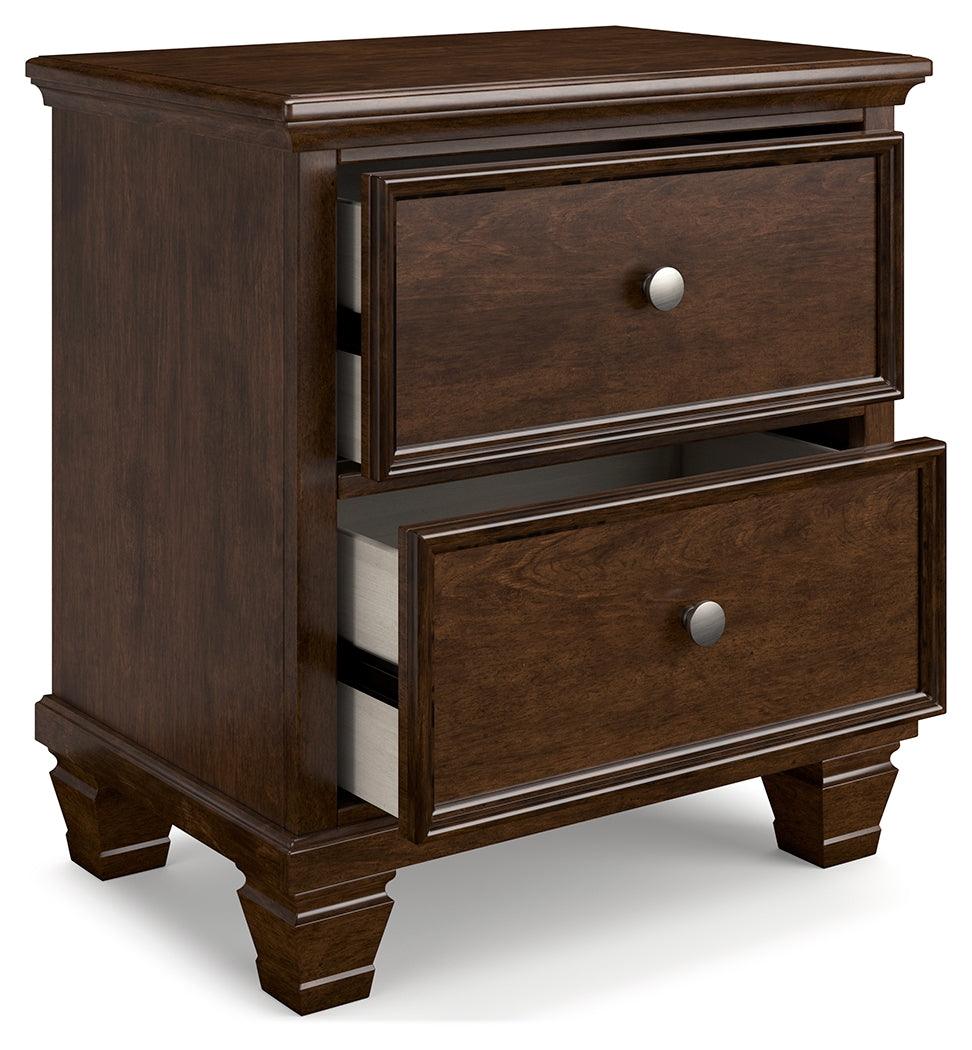 Side angle of Danabrin Brown Nightstand