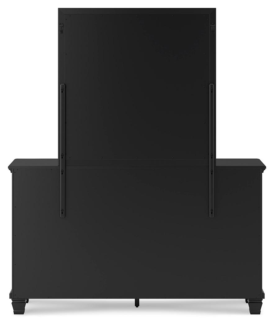 Lanolee Black Dresser and Mirror tapered feet detail