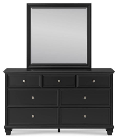 Lanolee Black Dresser and Mirror with drawers open