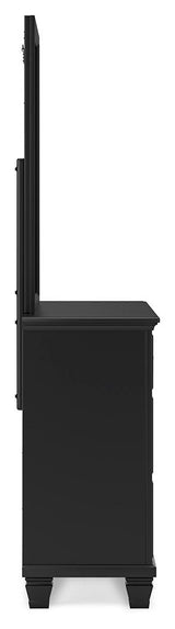 Lanolee Black Dresser and Mirror back view