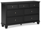 Side angle of Lanolee Black dresser highlighting framed drawer fronts