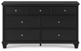 Head-on view of Lanolee Black dresser