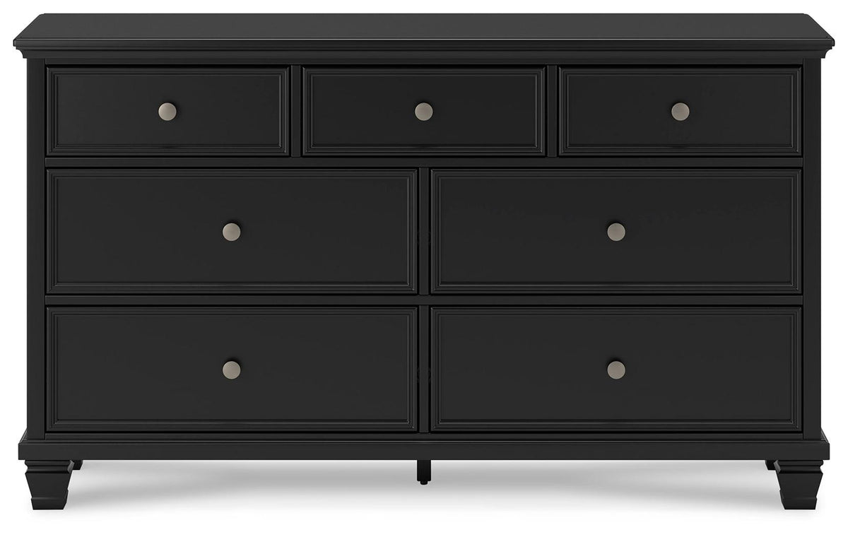 Head-on view of Lanolee Black dresser