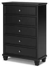 Lanolee Black Chest of Drawers front with drawers open