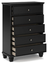 Lanolee Black Chest of Drawers back view