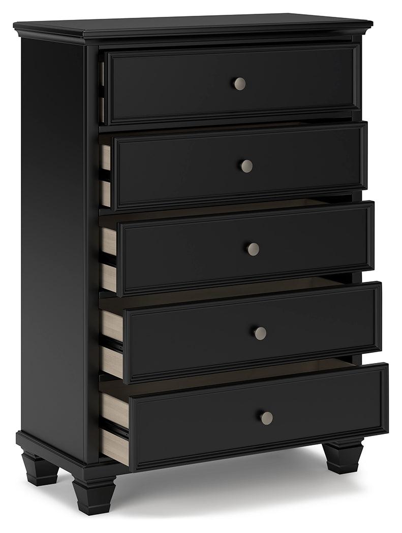 Lanolee Black Chest of Drawers back view