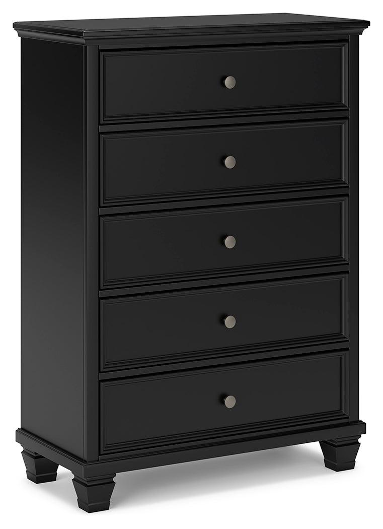 Lanolee Black Chest of Drawers angled right view