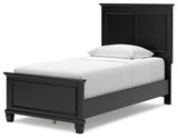Lanolee Black Twin Panel Bed footboard detail
