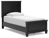 Lanolee Black Twin Panel Bed side view with panel details