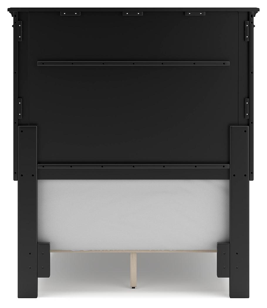 Lanolee Black Twin Panel Bed back view