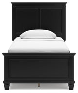 Lanolee Black Twin Panel Bed head-on view