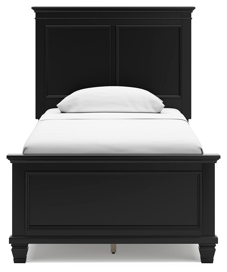 Lanolee Black Twin Panel Bed head-on view