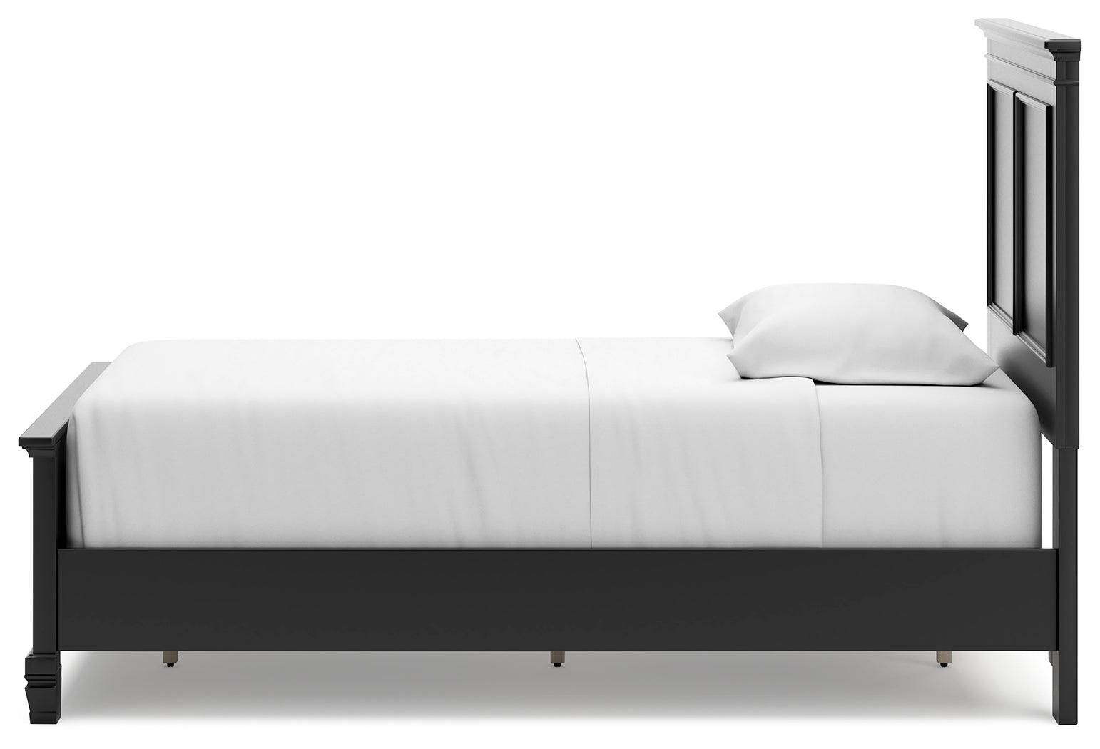 Lanolee Black Twin Panel Bed alternate side angle