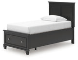 Lanolee Black Twin Panel Storage Bed angled alternate side