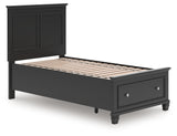 Lanolee Black Twin Panel Storage Bed side angle