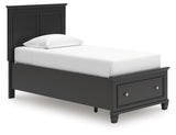 Lanolee Black Twin Panel Storage Bed angled view