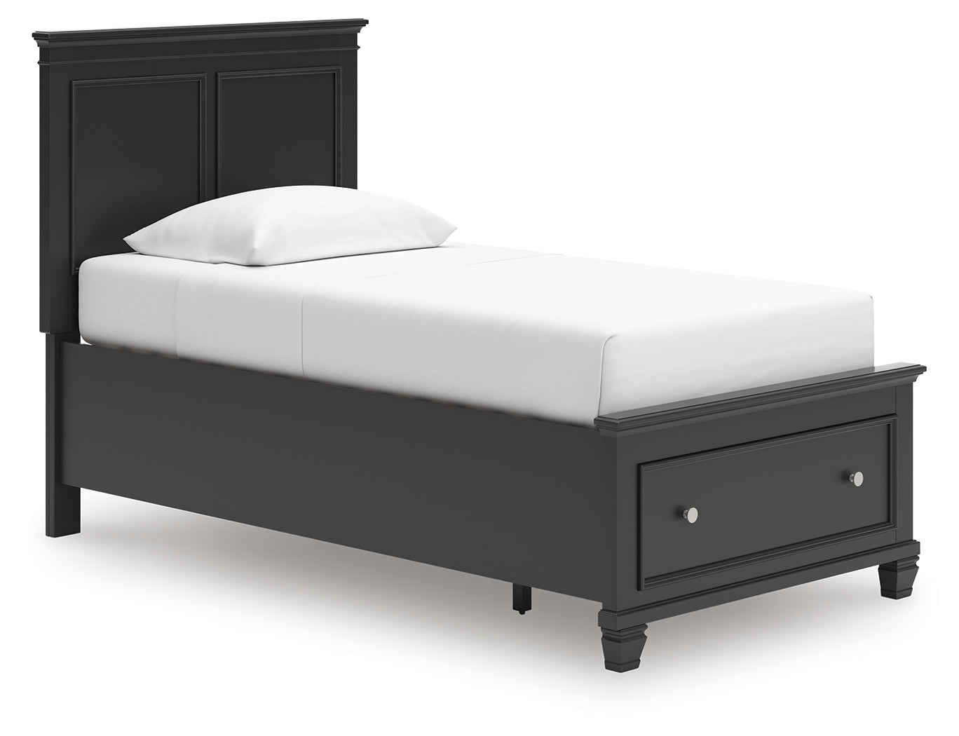 Lanolee Black Twin Panel Storage Bed angled view