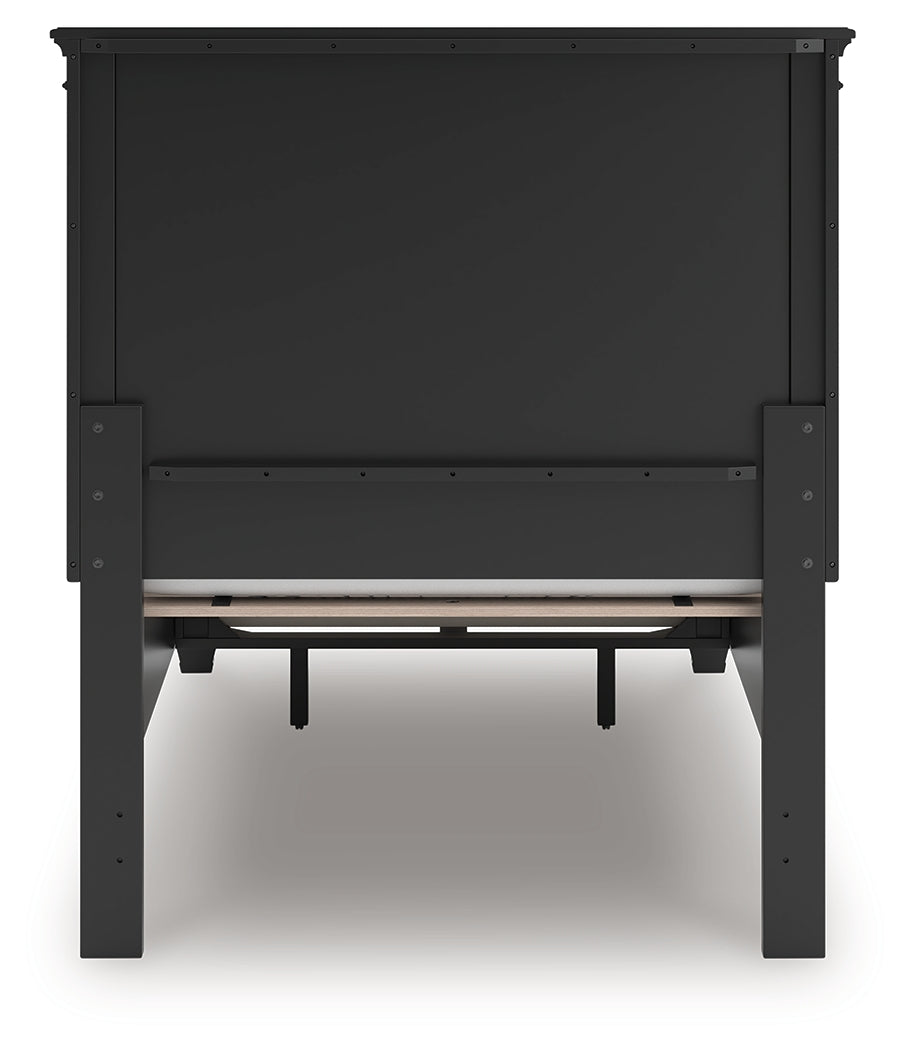 Lanolee Black Twin Panel Storage Bed back panel view
