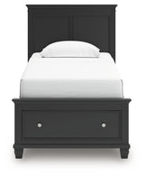 Lanolee Black Twin Panel Storage Bed headboard close-up