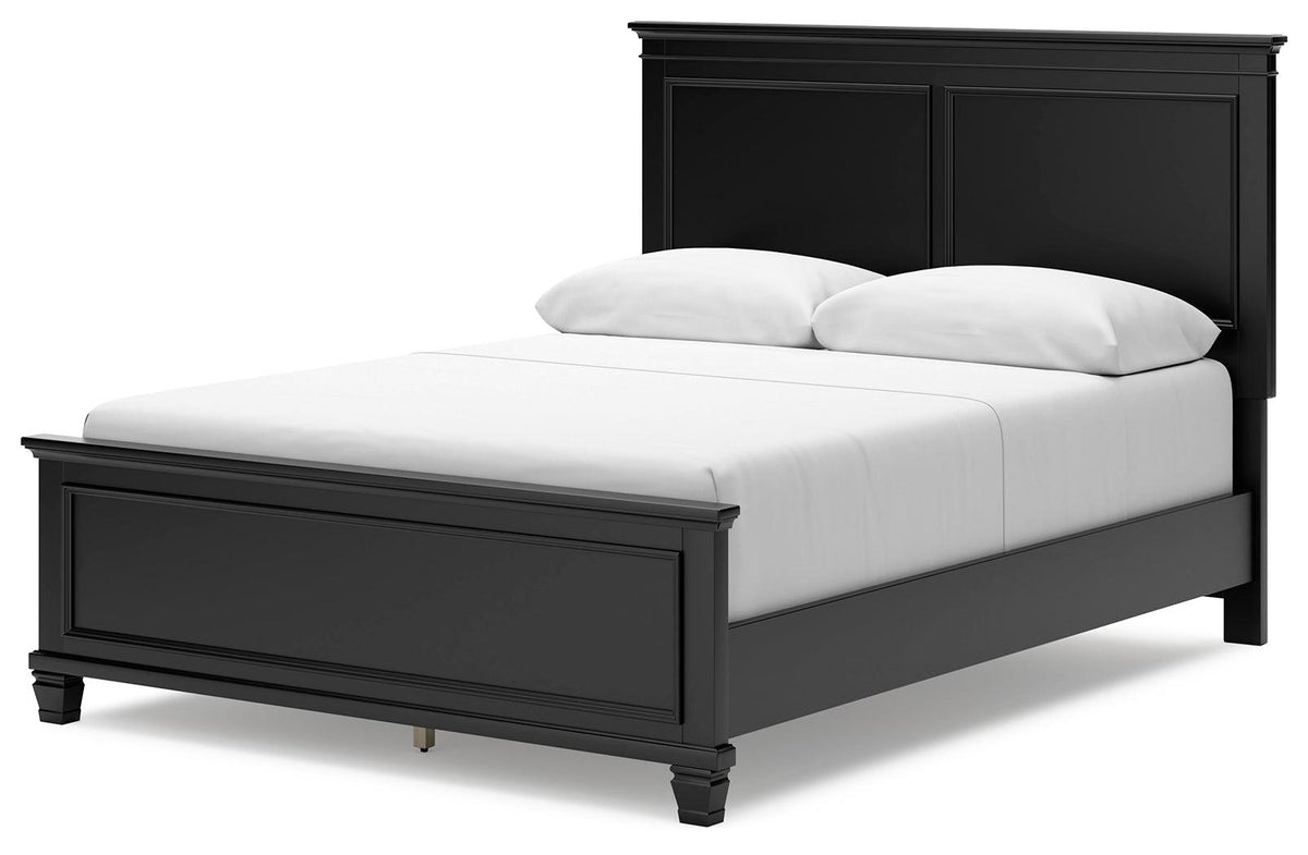 Lanolee Black Queen Panel Bed alternative angled front left view