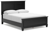 Lanolee Black Queen Panel Bed angled front left view
