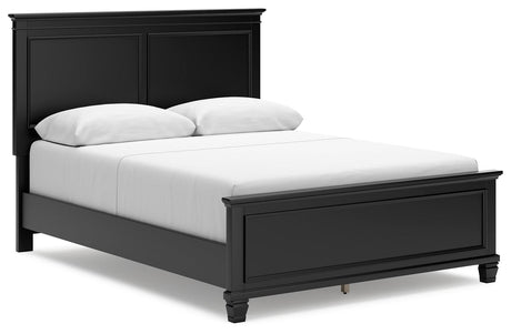 Lanolee Black Queen Panel Bed angled front left view