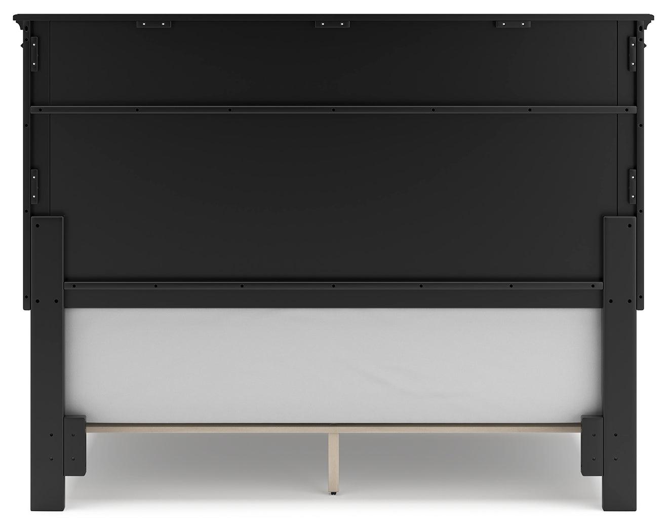 Lanolee Black Queen Panel Bed back view