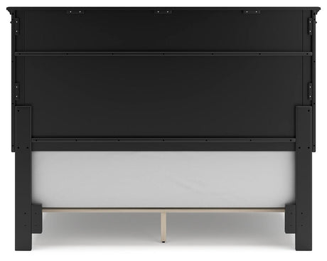 Lanolee Black Queen Panel Bed back view
