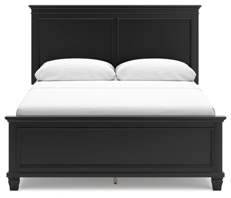 Lanolee Black Queen Panel Bed head-on front view