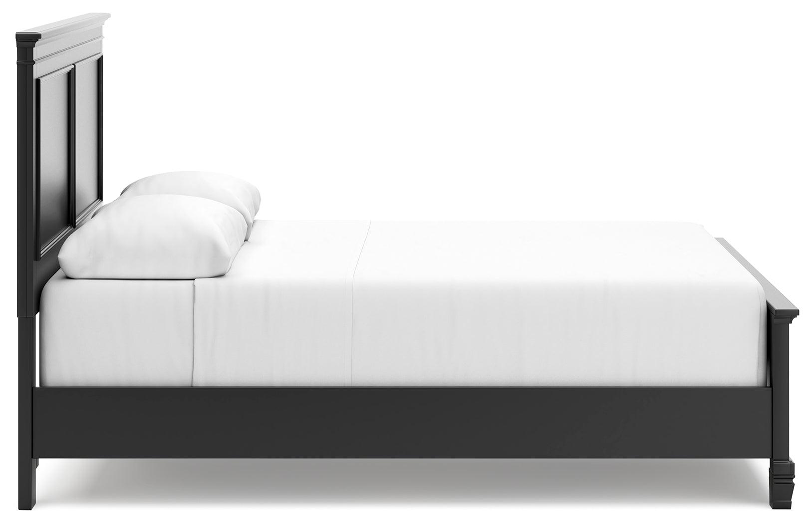 Lanolee Black Queen Panel Bed side view