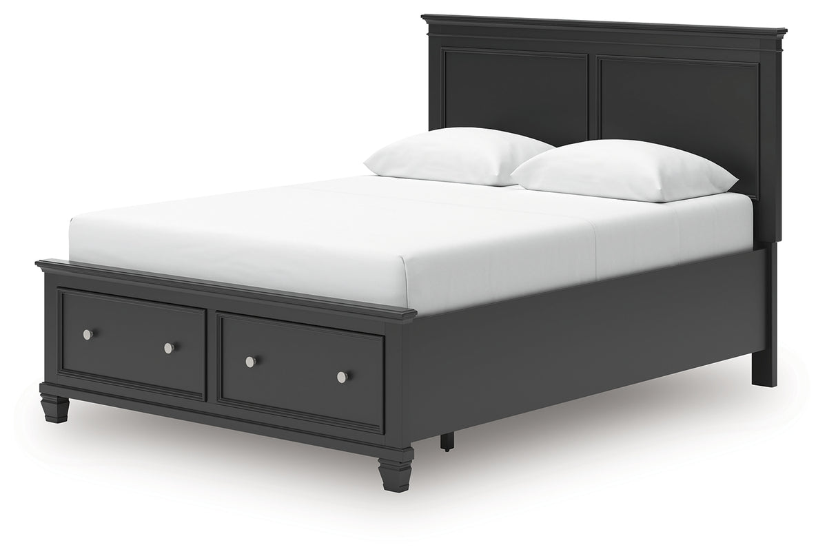 Lanolee Black Queen Panel Storage Bed alternate angled view