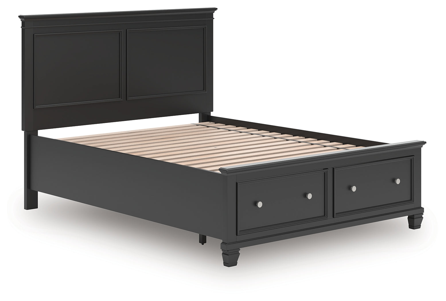 Lanolee Black Queen Panel Storage Bed side profile